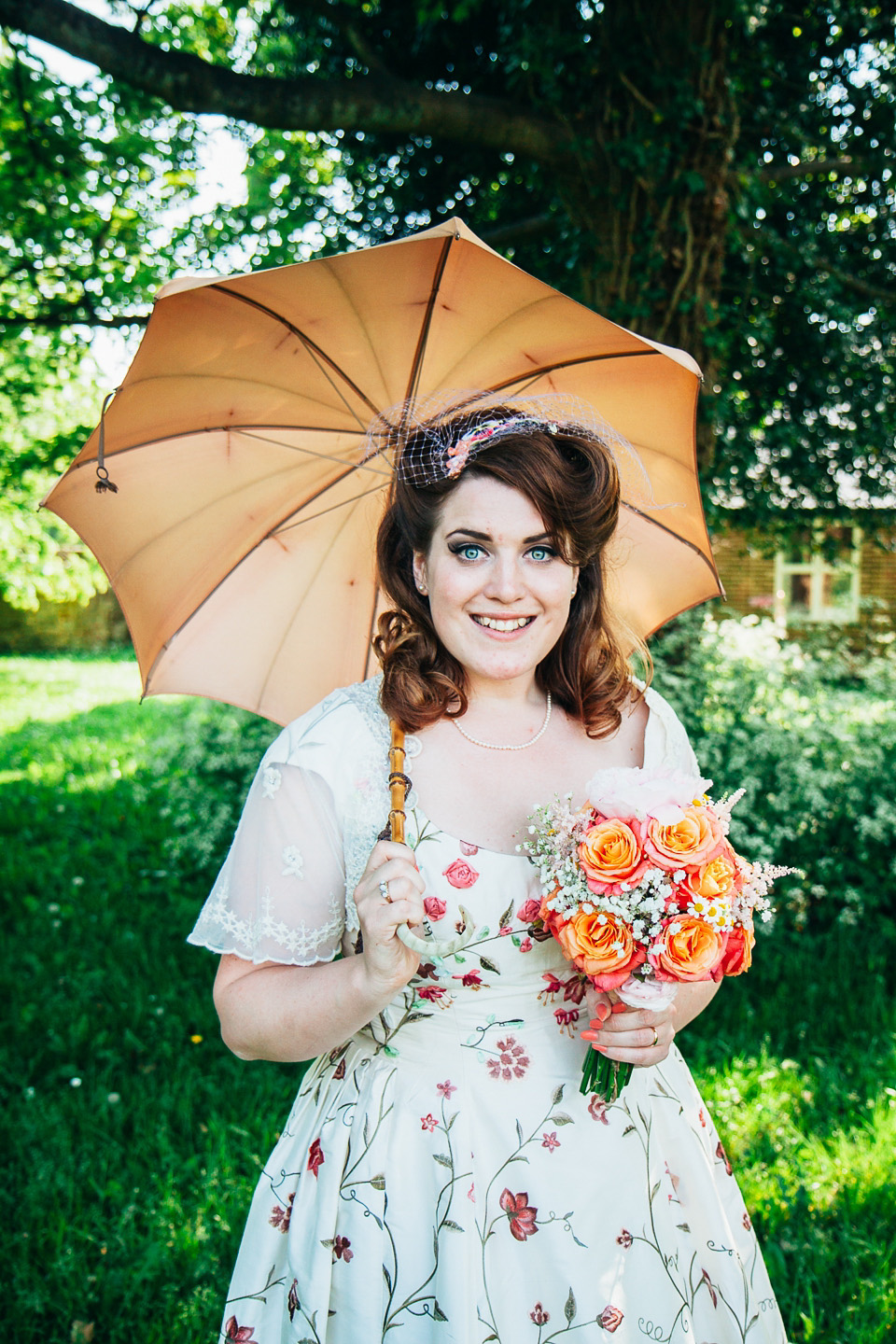 floral wedding dress, tea length wedding dress, joanne fleming