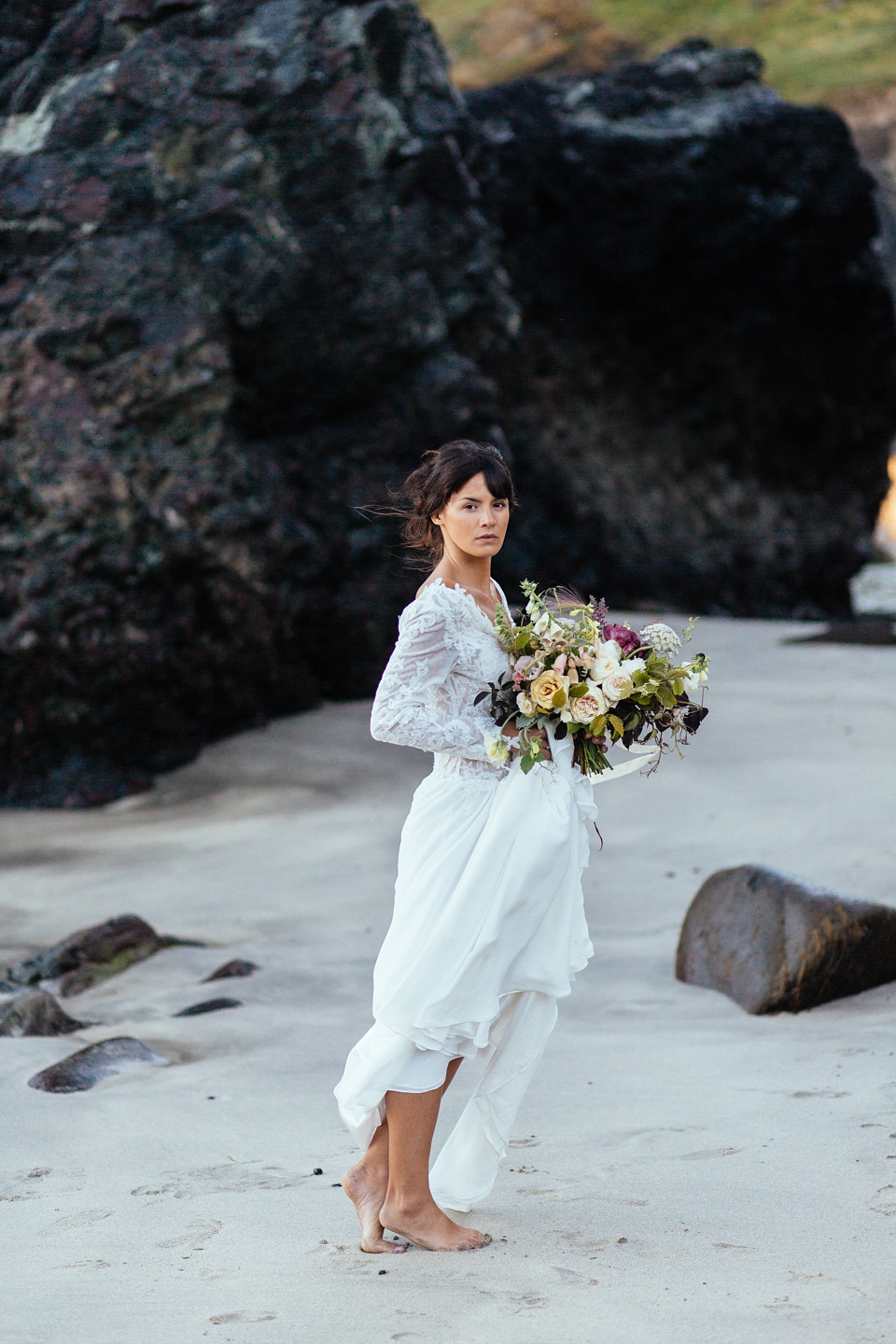 Barefoot Beach Bride Elegance on the Cornish Coast | Love My Dress® UK ...