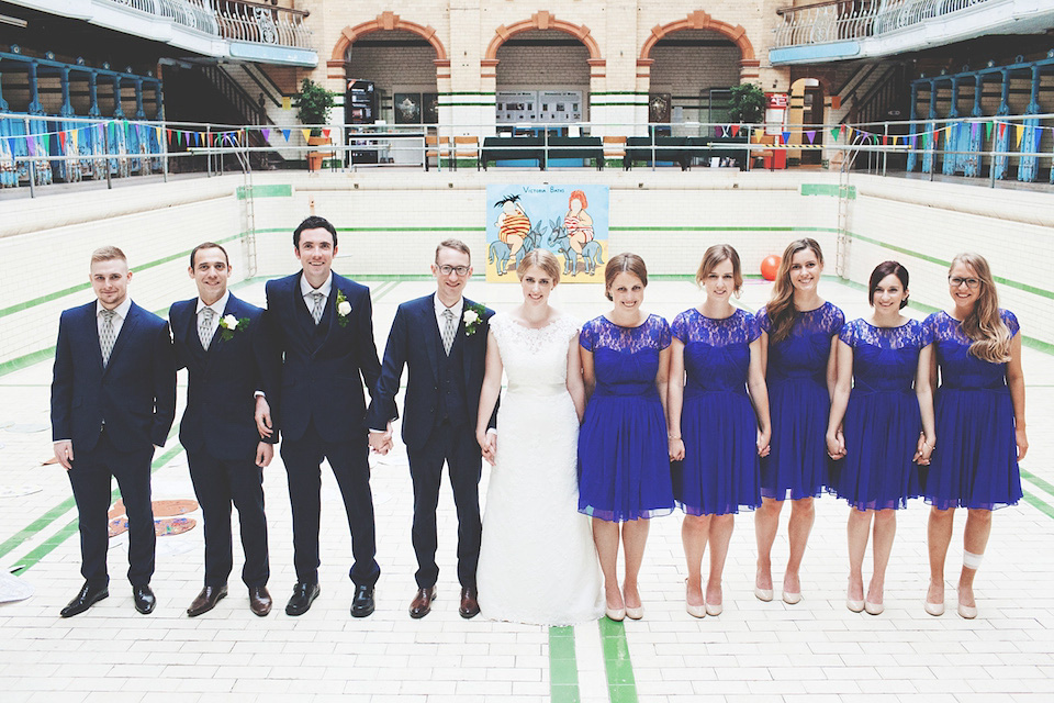 victoria baths manchester, paper lanterns, manchester weddings, heart on fire photography, mori lee