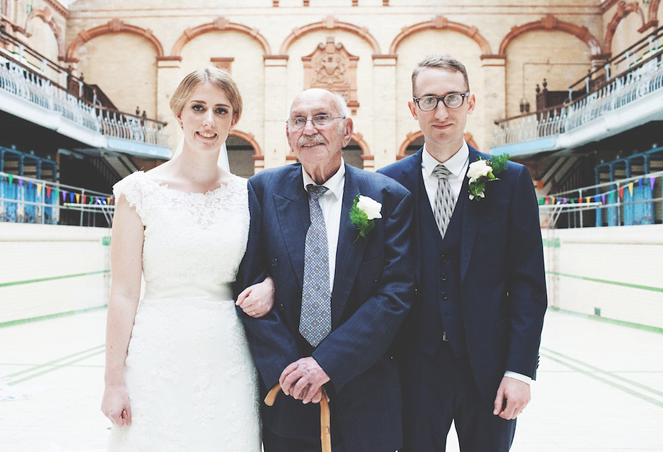 victoria baths manchester, paper lanterns, manchester weddings, heart on fire photography, mori lee