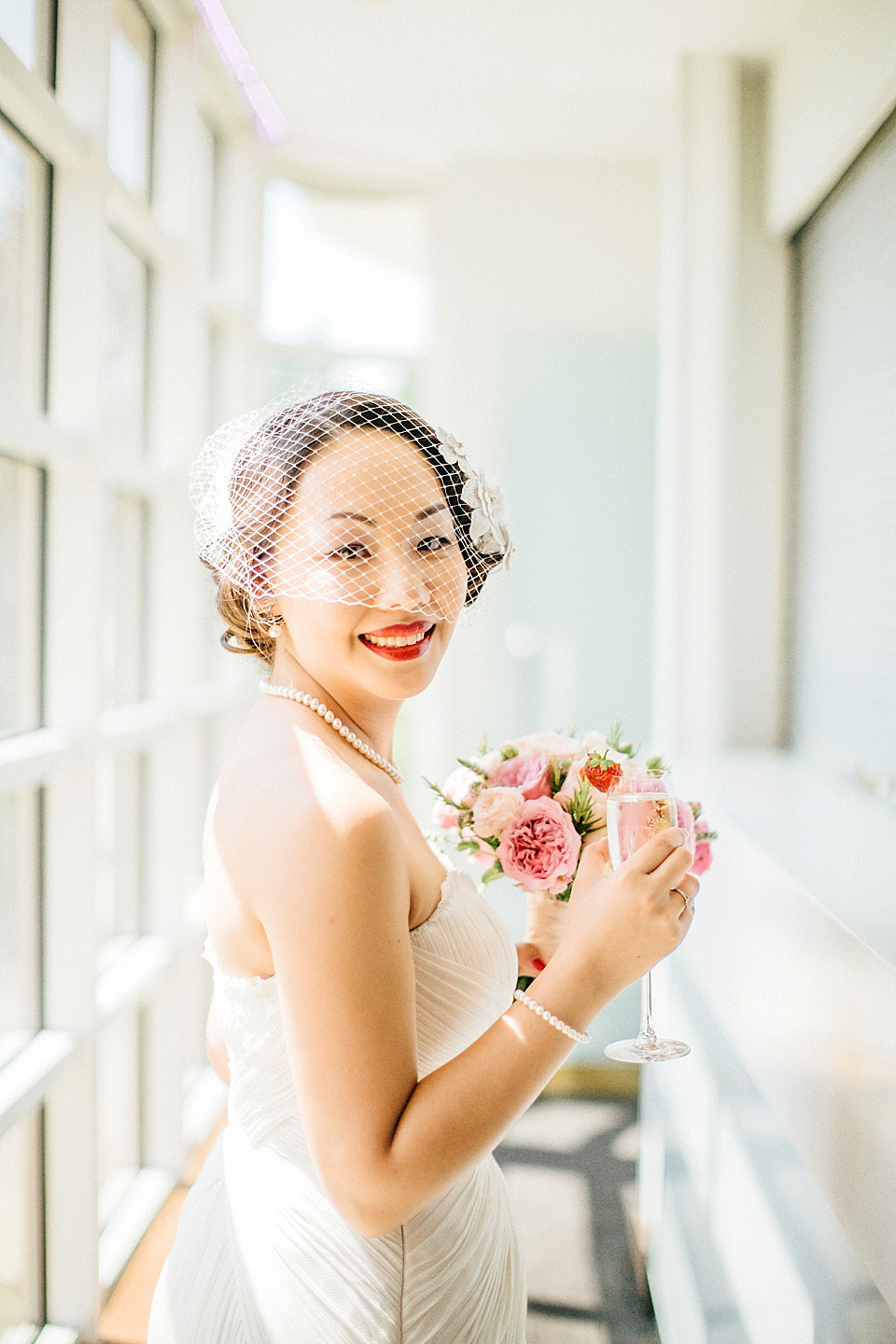 chinese bride, red wedding dress, kensington rooftop gardens, nicholas lau photography