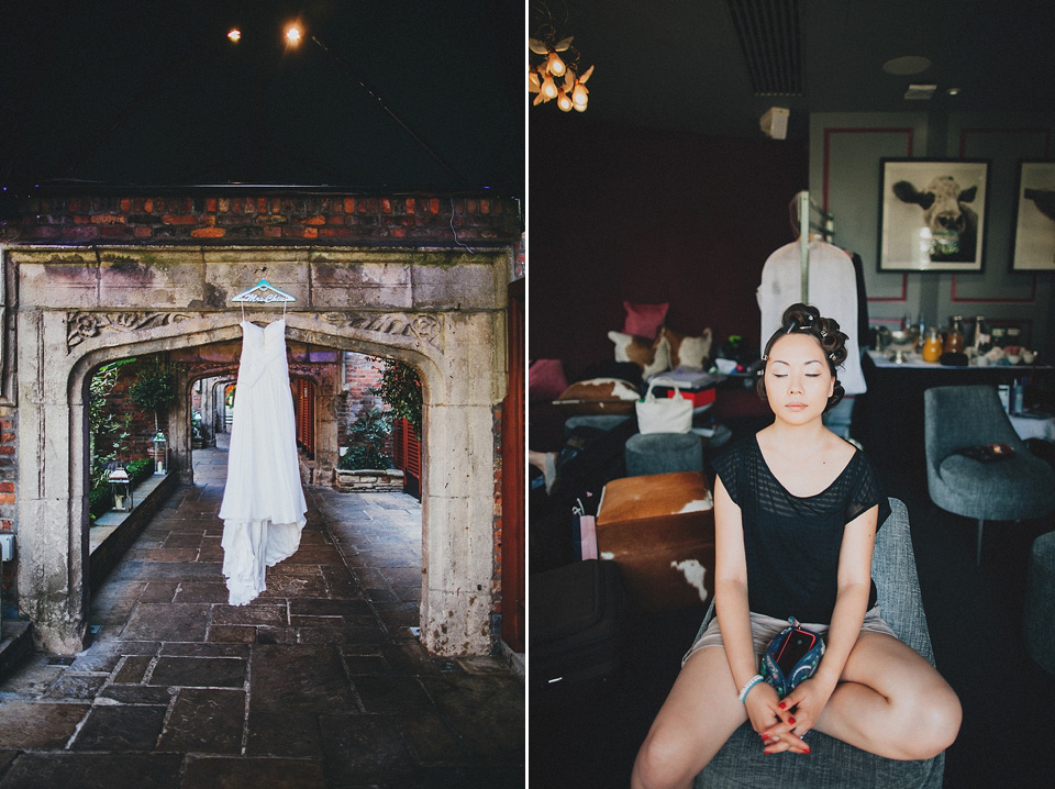 chinese bride, red wedding dress, kensington rooftop gardens, nicholas lau photography