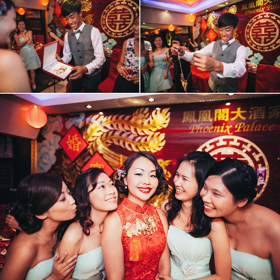 chinese bride, red wedding dress, kensington rooftop gardens, nicholas lau photography
