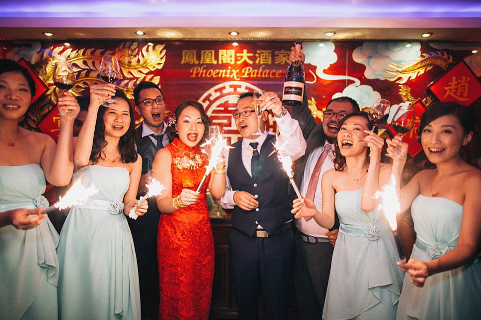 chinese bride, red wedding dress, kensington rooftop gardens, nicholas lau photography