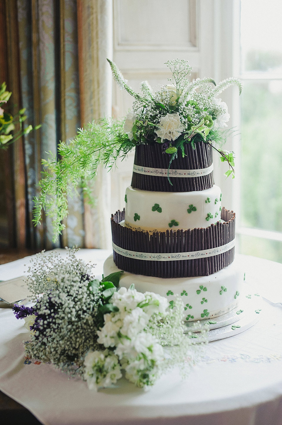 A bride wearing a 'Ghost' wedding dress for her Irish country house wedding inspired by music and traditions. Photography by This Modern Love irish bride, ghost wedding dress, this modern love wedding photography, irish country house wedding