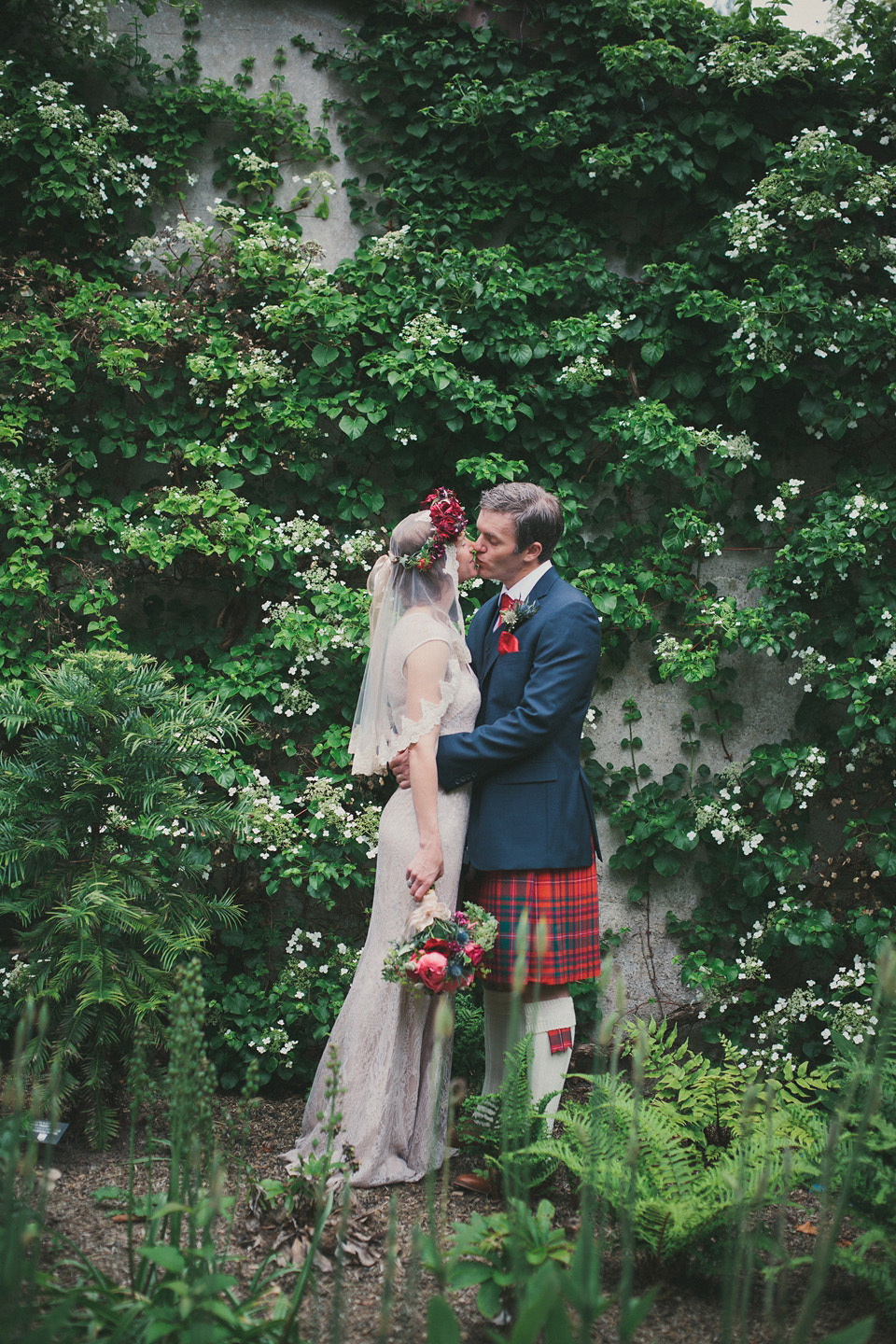 loch lomond weddings, gold wedding dress, floral crown, maureen du preez photography