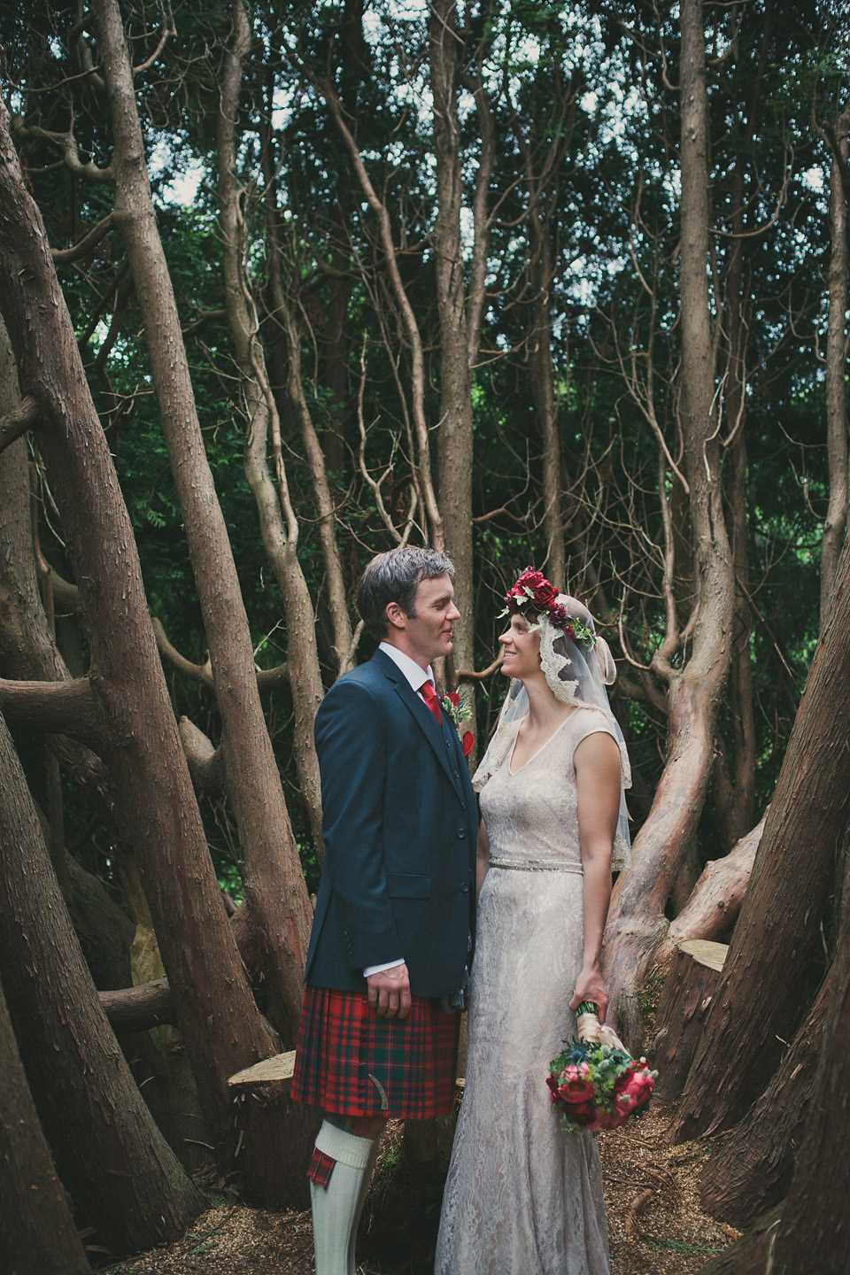 loch lomond weddings, gold wedding dress, floral crown, maureen du preez photography