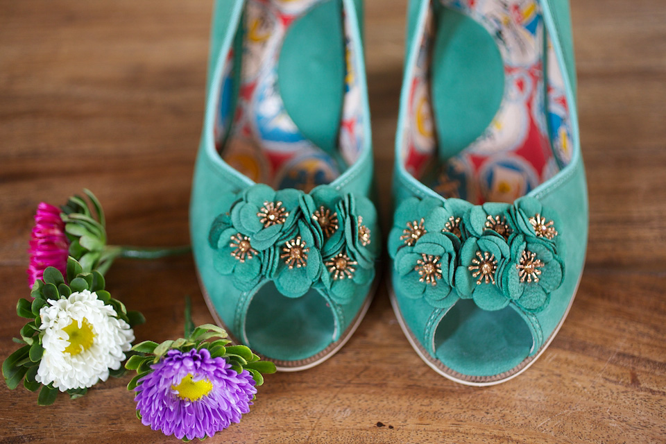 south farm wedding, joanne fleming design, 1950s petticoat, colourful wedding