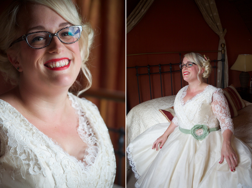 south farm wedding, joanne fleming design, 1950s petticoat, colourful wedding