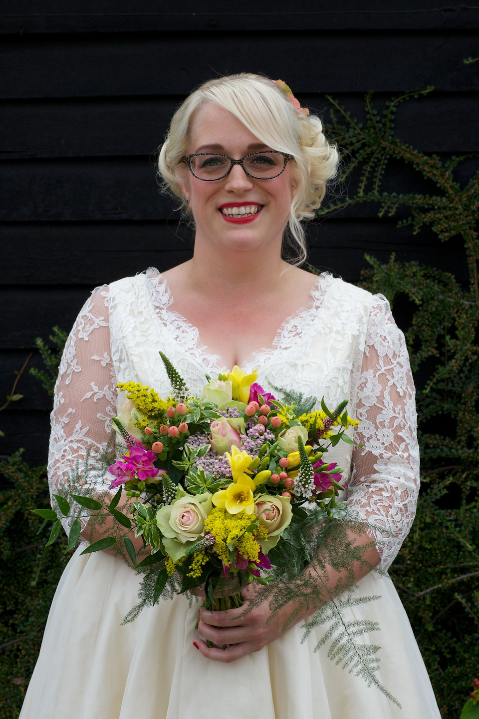 south farm wedding, joanne fleming design, 1950s petticoat, colourful wedding