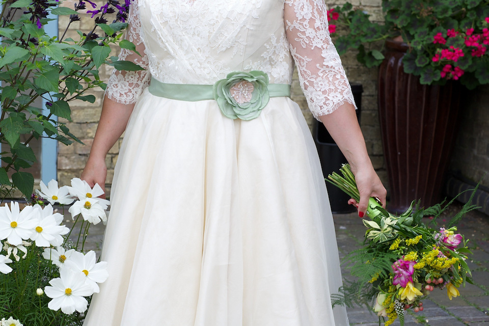 south farm wedding, joanne fleming design, 1950s petticoat, colourful wedding