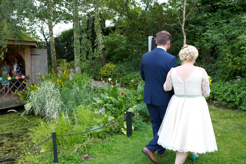 south farm wedding, joanne fleming design, 1950s petticoat, colourful wedding