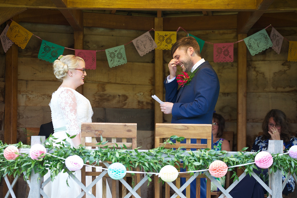 south farm wedding, joanne fleming design, 1950s petticoat, colourful wedding