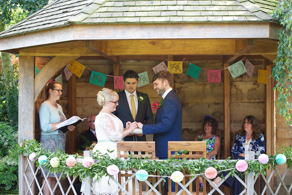 south farm wedding, joanne fleming design, 1950s petticoat, colourful wedding