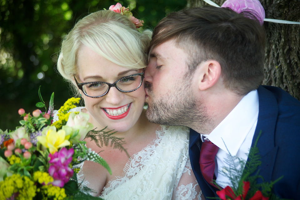 south farm wedding, joanne fleming design, 1950s petticoat, colourful wedding