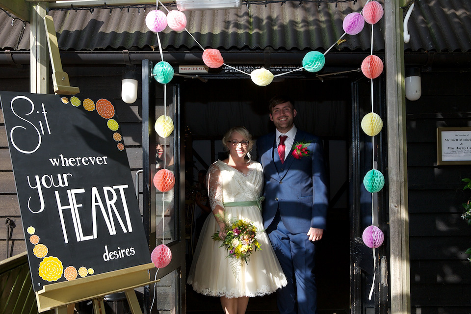 south farm wedding, joanne fleming design, 1950s petticoat, colourful wedding