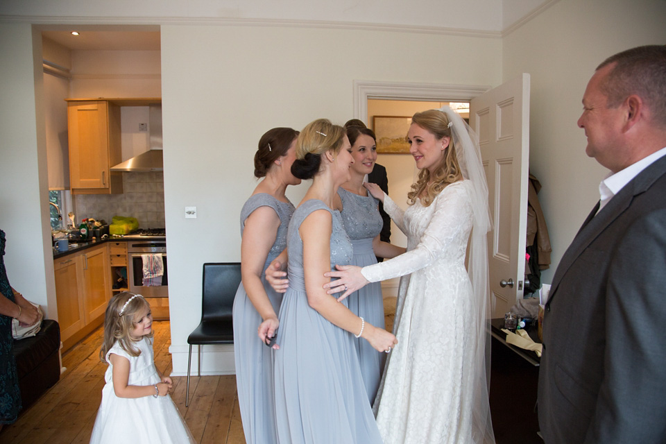An original 1940s vintage wedding dress sourced from Elizabeth Avey of London, for this traditional Jewish wedding ceremony. Photography by Gee Sagoo. jewish wedding, elizabeth avey, vintage wedding dress, 1940s vintage