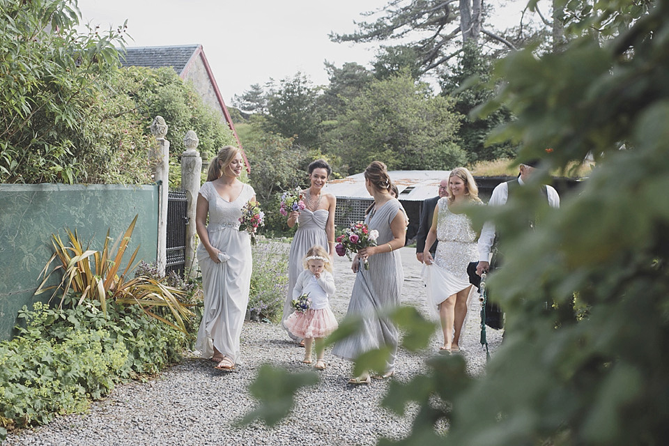 A bride wearing a beautifully embellished Eliza Jane Howell wedding dress for her seaside Scottish humanist wedding ceremony. Images by Mirrorbox Photography. mirrorbox photography, humanist ceremony, beach wedding, seaside wedding, eliza jane howell wedding dress