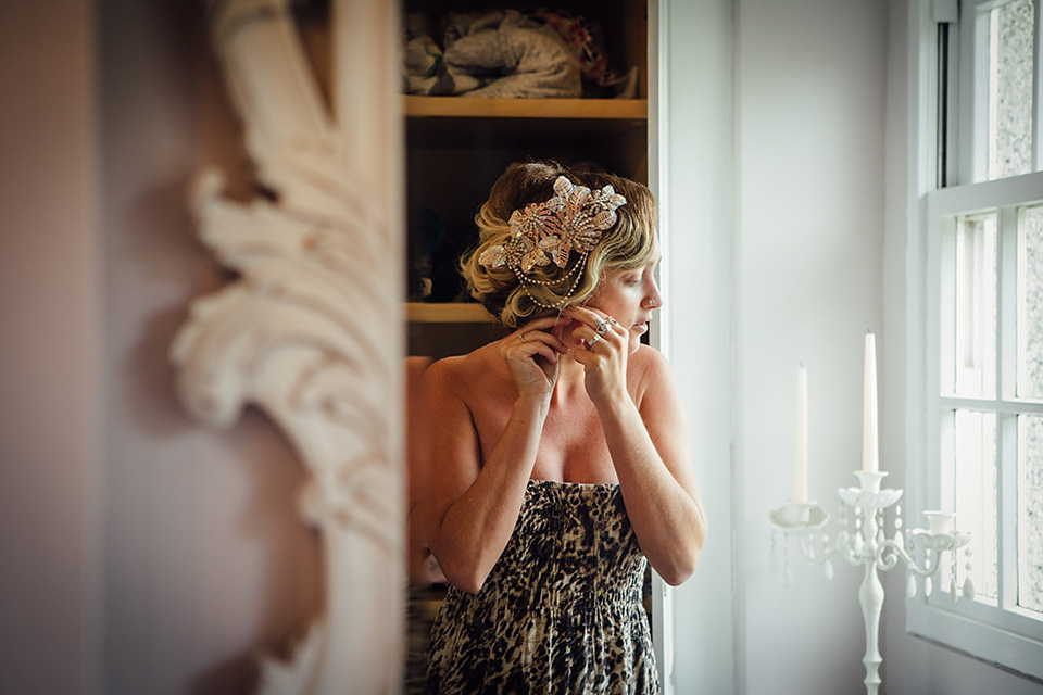 blush pink wedding dress, yolancris, village hall weddings