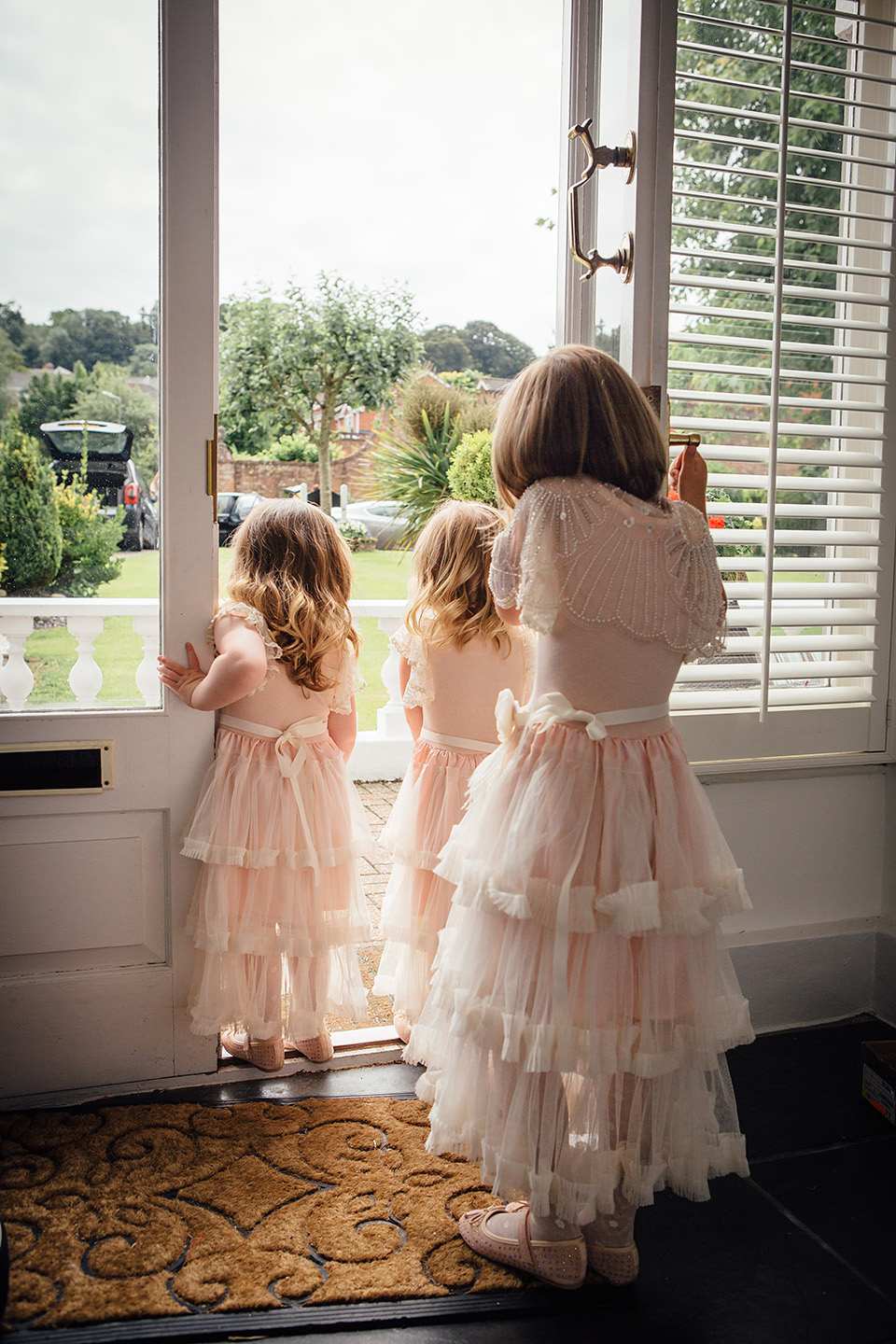 blush pink wedding dress, yolancris, village hall weddings