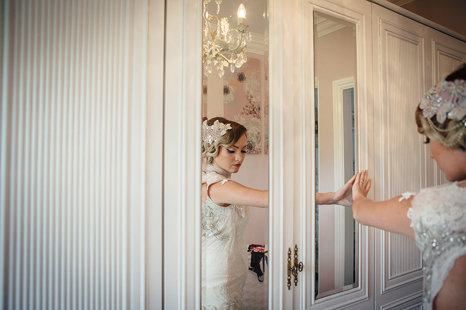 blush pink wedding dress, yolancris, village hall weddings