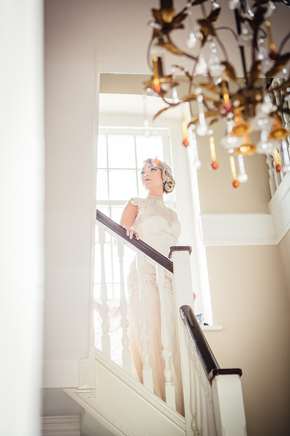 blush pink wedding dress, yolancris, village hall weddings