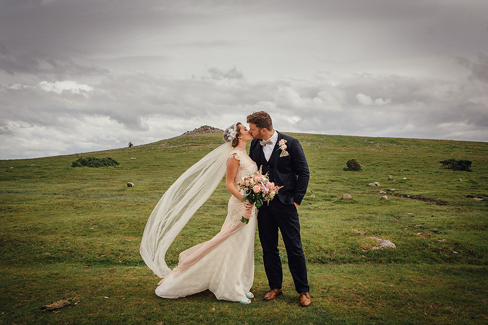 blush pink wedding dress, yolancris, village hall weddings