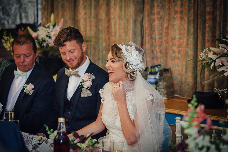 blush pink wedding dress, yolancris, village hall weddings