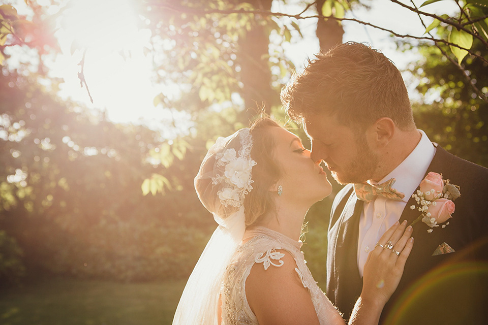 blush pink wedding dress, yolancris, village hall weddings