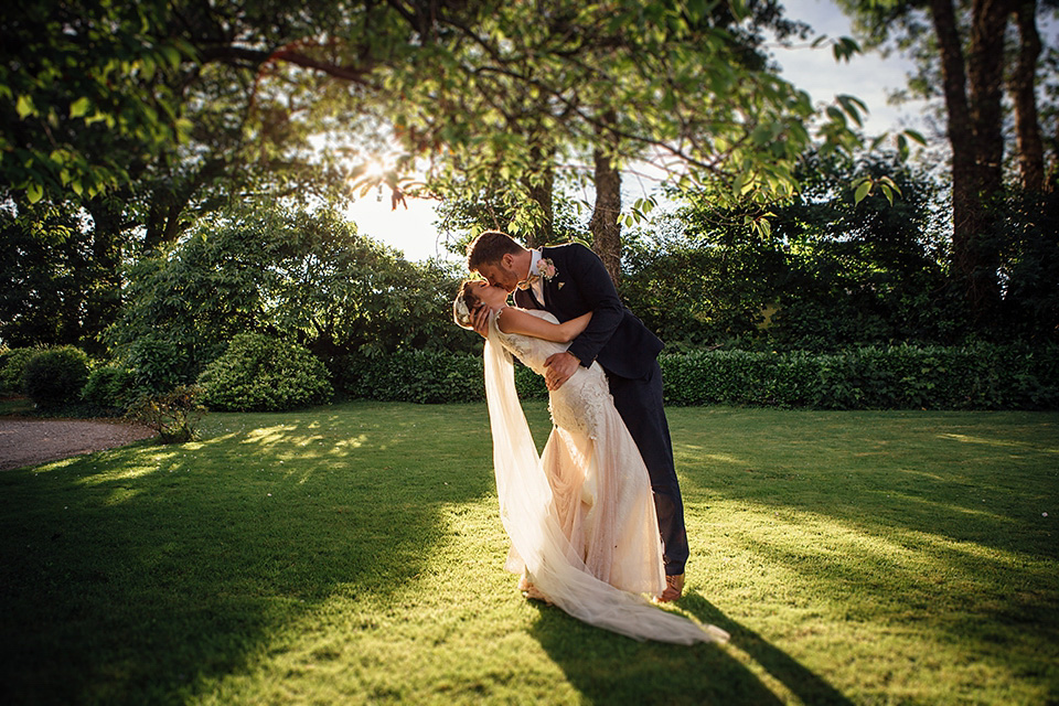 blush pink wedding dress, yolancris, village hall weddings