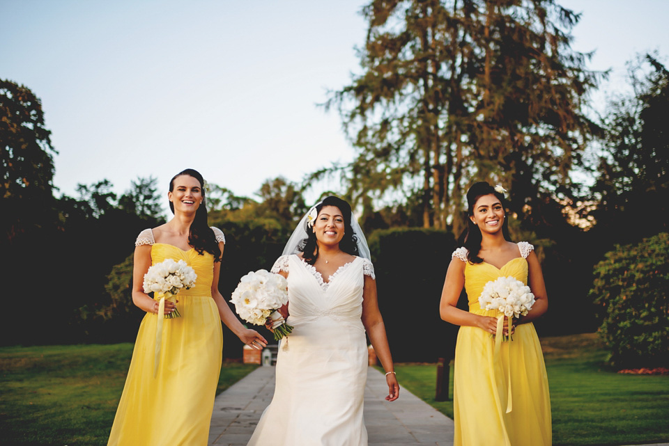 Yellow and sales white bridesmaid dresses