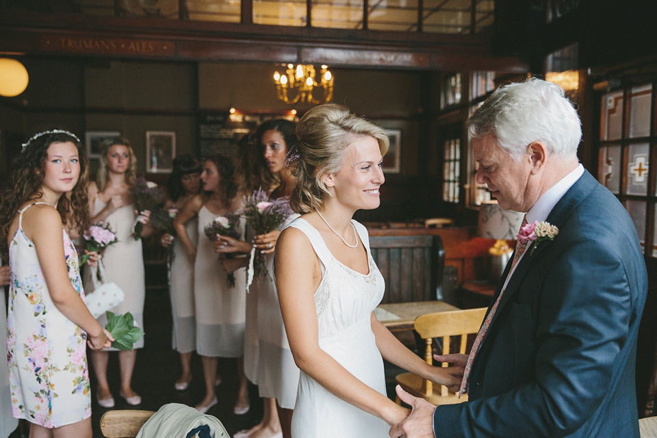 charlie brear wedding dress, the londesborough pub weddings, london weddings, rainy day weddings