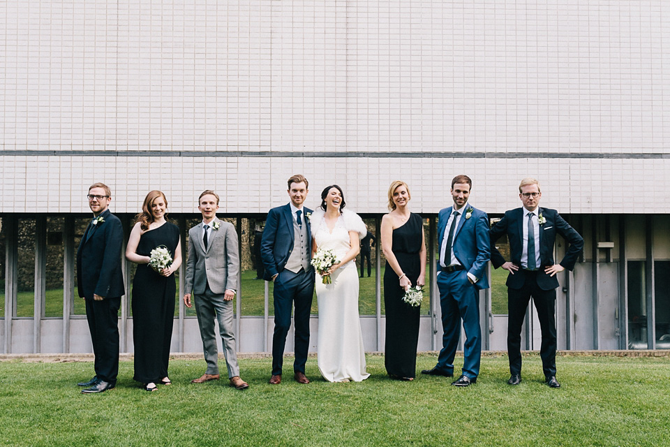 badgley mischka, bridesmaids in black, london pub wedding, brighton photo