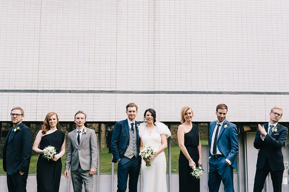 badgley mischka, bridesmaids in black, london pub wedding, brighton photo