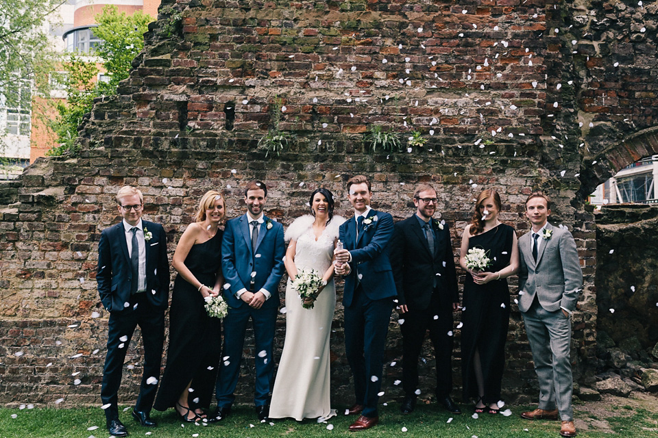badgley mischka, bridesmaids in black, london pub wedding, brighton photo