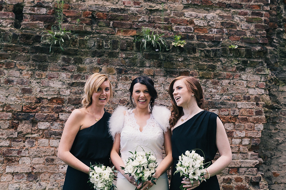 badgley mischka, bridesmaids in black, london pub wedding, brighton photo
