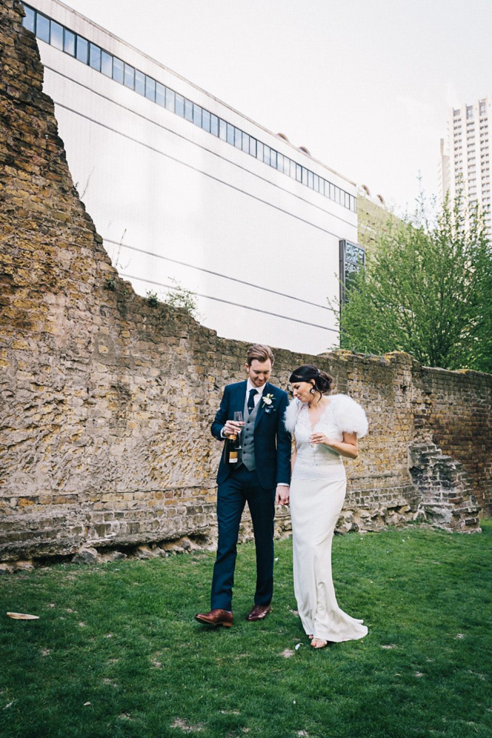 badgley mischka, bridesmaids in black, london pub wedding, brighton photo