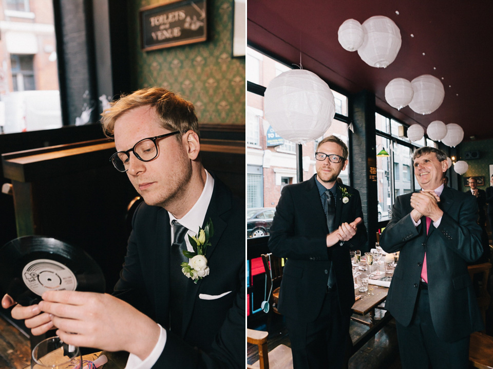 badgley mischka, bridesmaids in black, london pub wedding, brighton photo