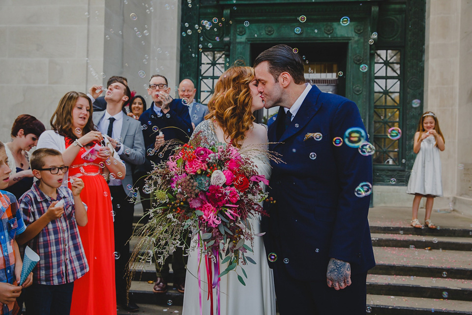 bright colourful wedding, aurea jenny packham, wedding in wales