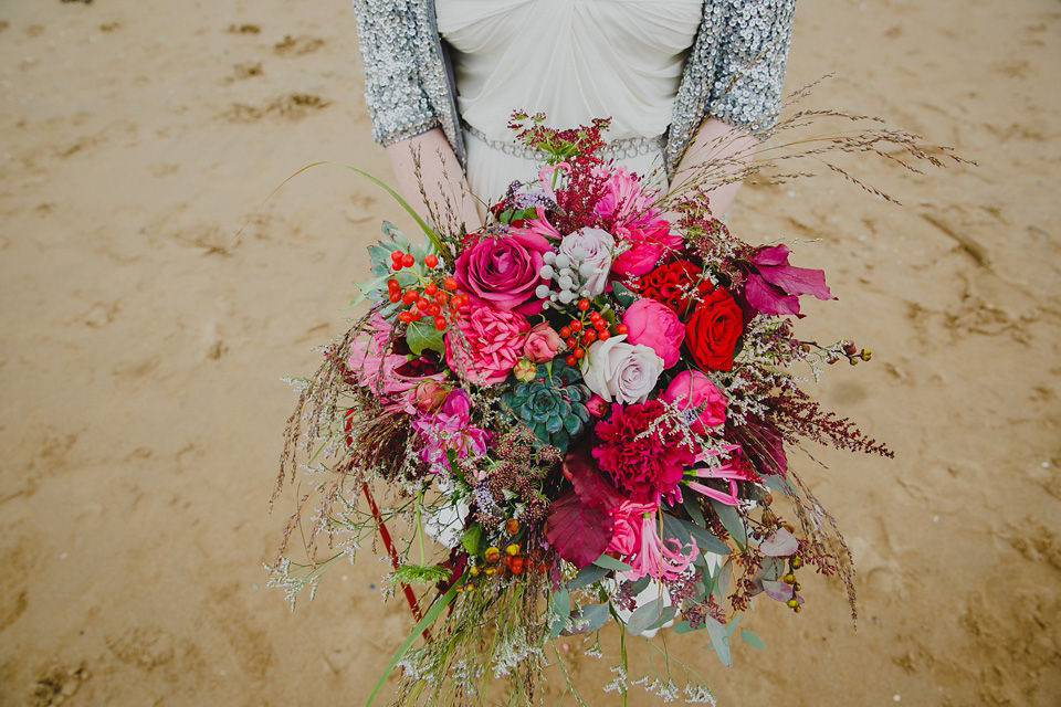 bright colourful wedding, aurea jenny packham, wedding in wales