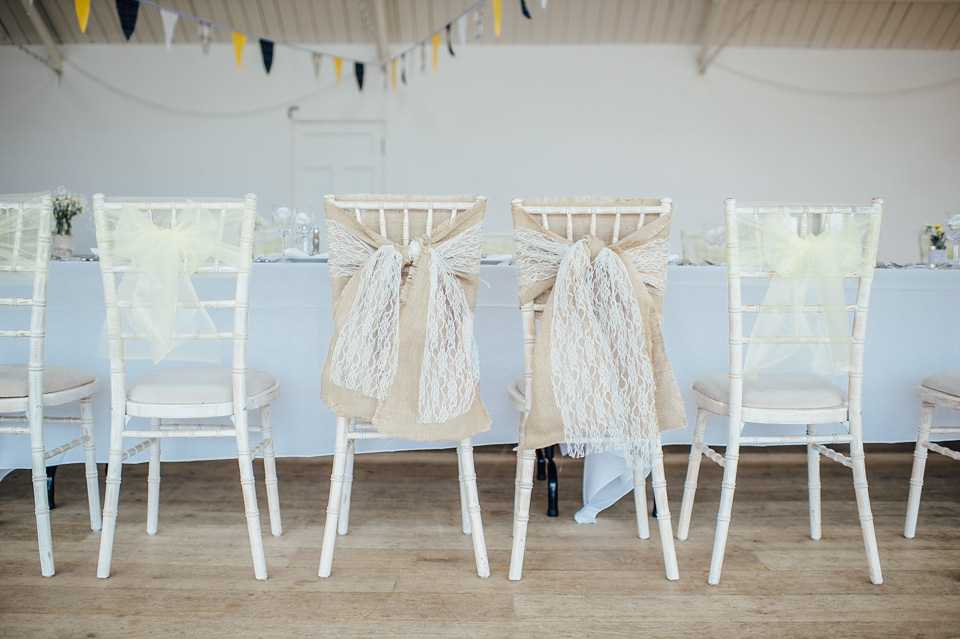A bride wearing a two-piece wedding dress by Susie Stone of London for her wedding at Crear in Scotland. Photography by Lisa Devine. susie stone wedding dress, 2 piece wedding dress, two piece wedding dress, wedding dress separates, crear, scottish weddings, lisa devine photography
