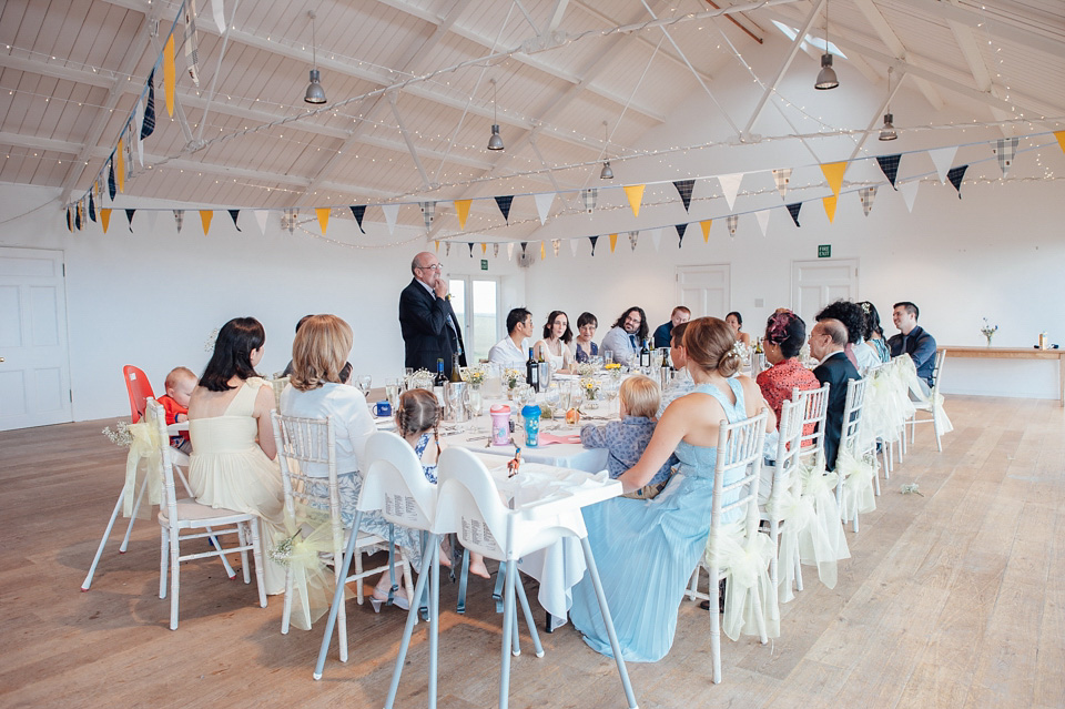 A bride wearing a two-piece wedding dress by Susie Stone of London for her wedding at Crear in Scotland. Photography by Lisa Devine. susie stone wedding dress, 2 piece wedding dress, two piece wedding dress, wedding dress separates, crear, scottish weddings, lisa devine photography