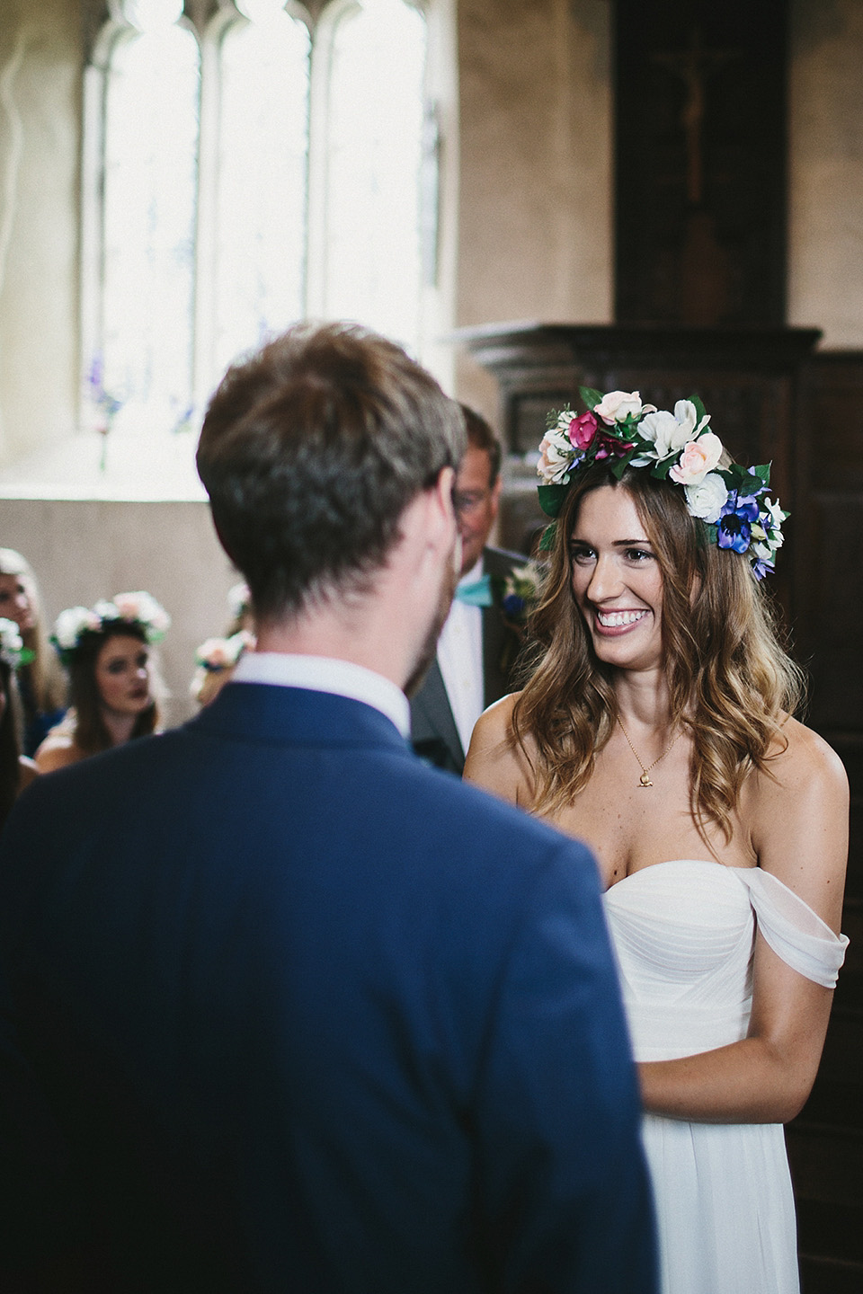 A beautiful bride wearing a Tatyana Merenyuk wedding dress and self-made floral crown for her Tipi wedding at Hill Place in Swansea. Photography by Marshal Gray. Tatyana Merenyuk, tipi wedding, hill place weddings, boho bride, marshal gray