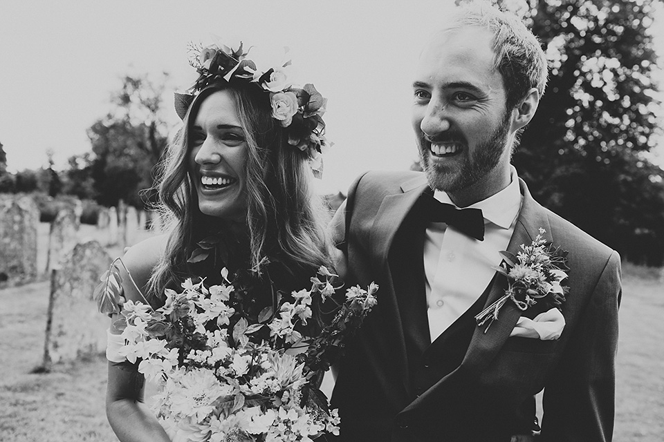 A beautiful bride wearing a Tatyana Merenyuk wedding dress and self-made floral crown for her Tipi wedding at Hill Place in Swansea. Photography by Marshal Gray. Tatyana Merenyuk, tipi wedding, hill place weddings, boho bride, marshal gray