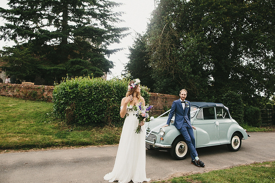 A beautiful bride wearing a Tatyana Merenyuk wedding dress and self-made floral crown for her Tipi wedding at Hill Place in Swansea. Photography by Marshal Gray. Tatyana Merenyuk, tipi wedding, hill place weddings, boho bride, marshal gray
