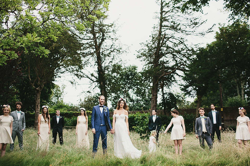 A beautiful bride wearing a Tatyana Merenyuk wedding dress and self-made floral crown for her Tipi wedding at Hill Place in Swansea. Photography by Marshal Gray. Tatyana Merenyuk, tipi wedding, hill place weddings, boho bride, marshal gray