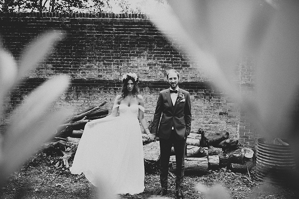 A beautiful bride wearing a Tatyana Merenyuk wedding dress and self-made floral crown for her Tipi wedding at Hill Place in Swansea. Photography by Marshal Gray. Tatyana Merenyuk, tipi wedding, hill place weddings, boho bride, marshal gray
