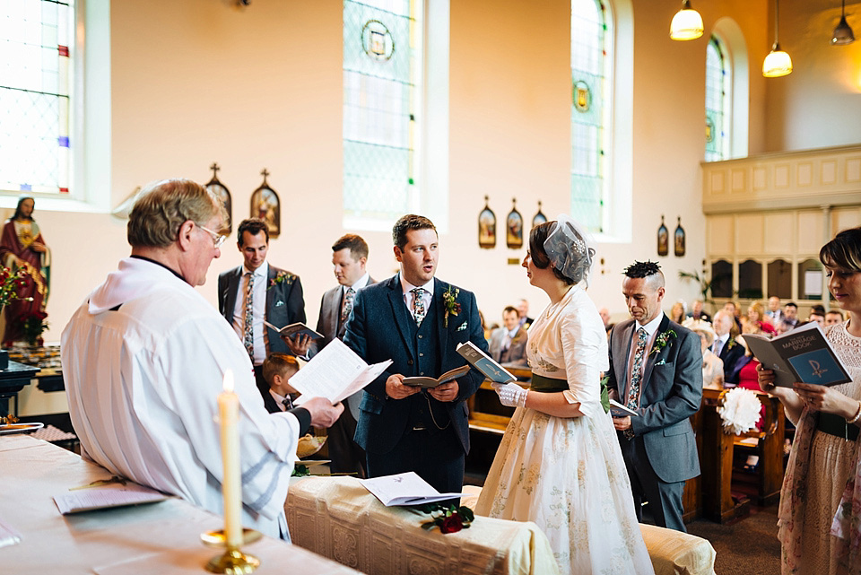 Bridson photography, village hall wedding, 50s vintage wedding dress