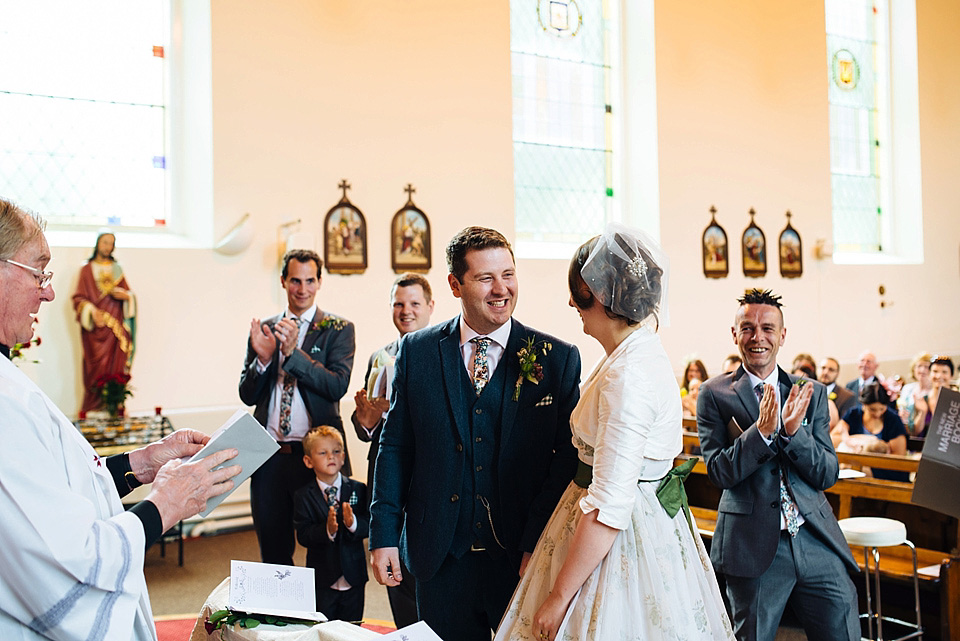 Bridson photography, village hall wedding, 50s vintage wedding dress