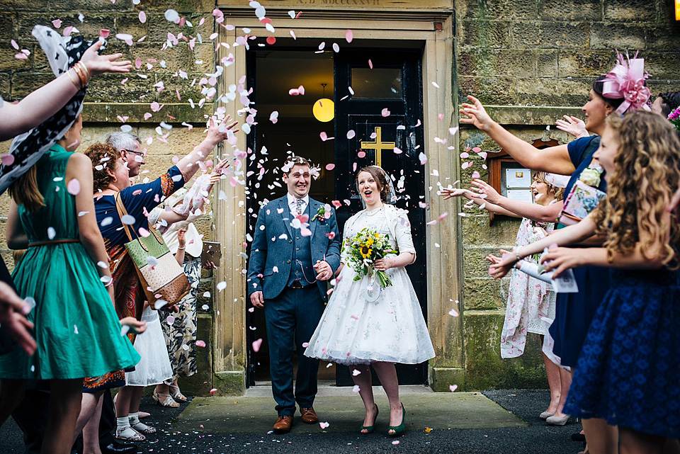 Bridson photography, village hall wedding, 50s vintage wedding dress